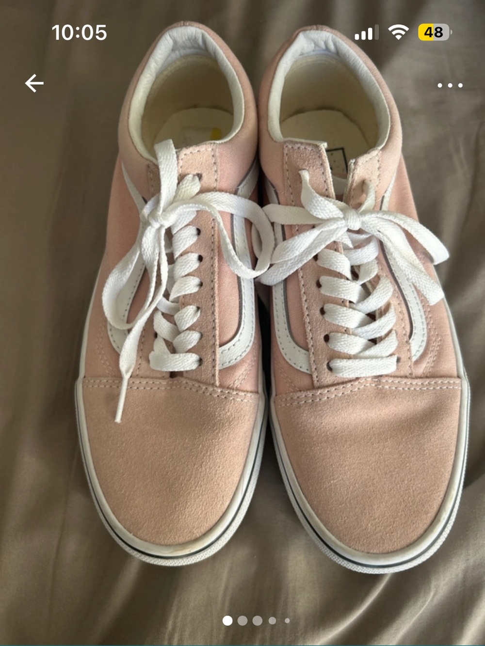 Vans Pink and White Classic Low-Top Sneakers